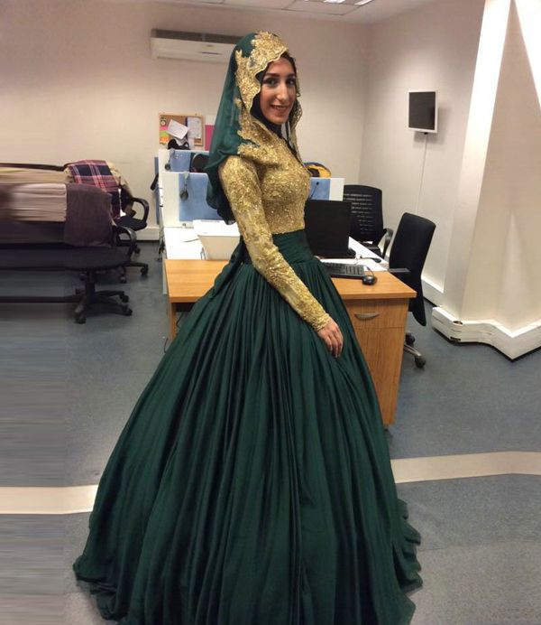 emerald and gold dress