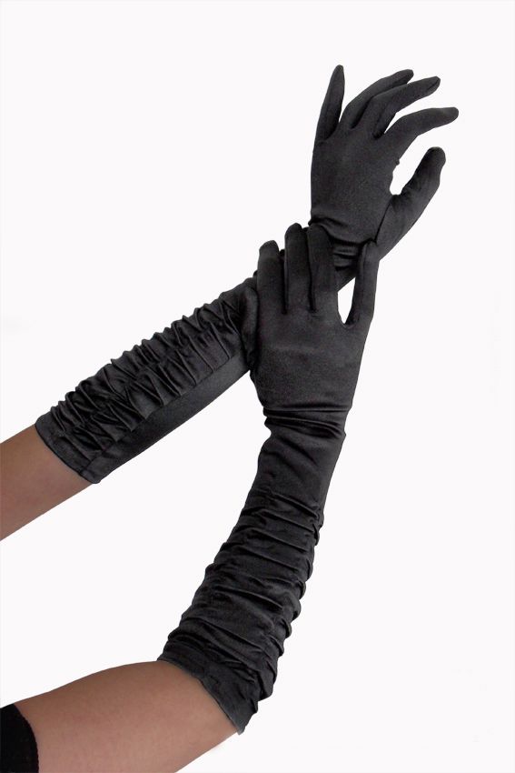 taille unique Taille Longueur de poignet plaine noir gants 