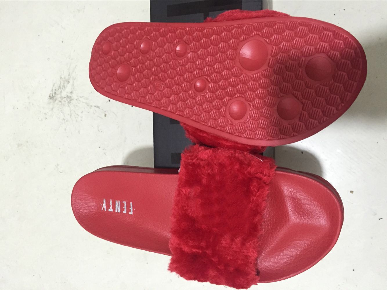 burgundy fenty slides