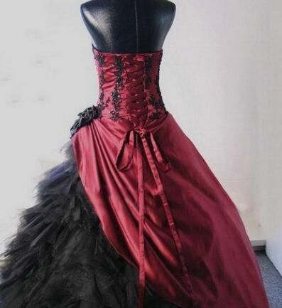 maroon and black wedding dress