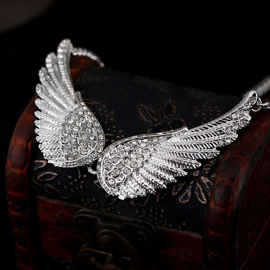 Cristal Argent Strass Unique Angel Wing Charm Pendentif Pour Bijoux Making