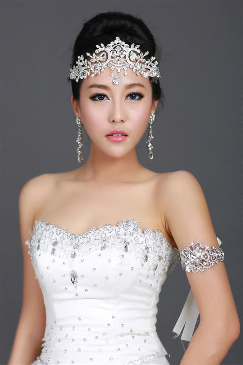 Crystal Wedding Forehead Headband Tiara Crown Bridal Pageant Prom Headpieces 
