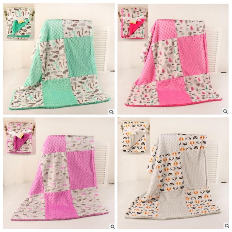 Baby INS Blankets Fleece Hole Warm Swaddle Blanket Kids Dots Contrast