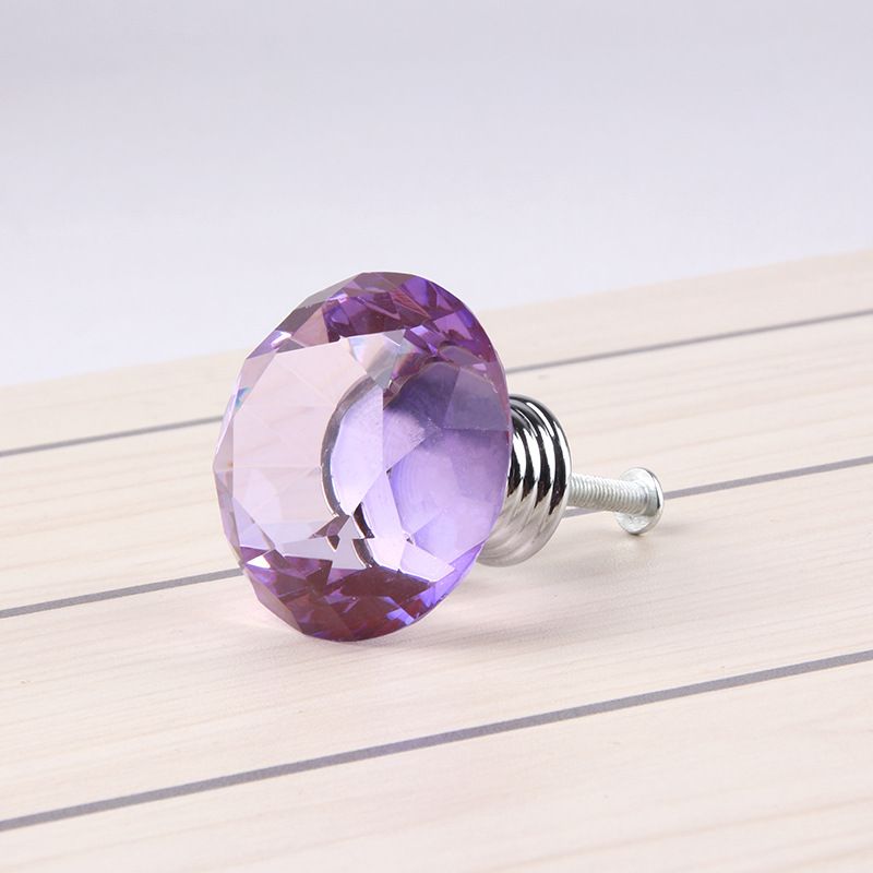 2020 40mm Diamond Shape Purple Crystal Glass Cabinet Handle Knob