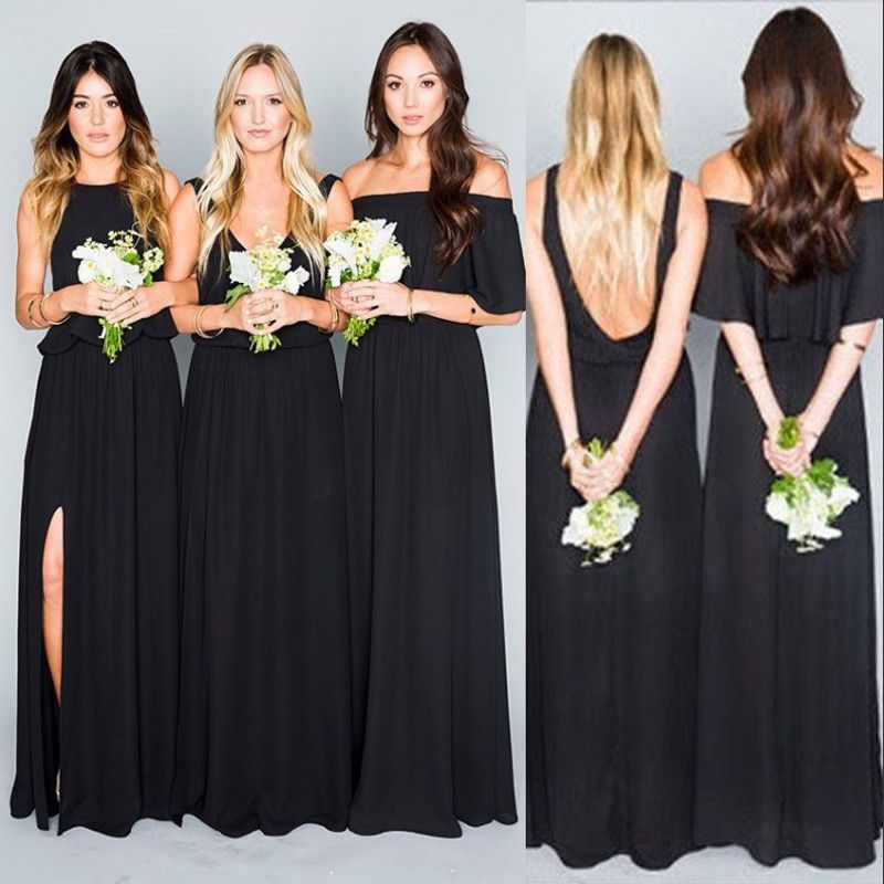 all black bridesmaid dresses