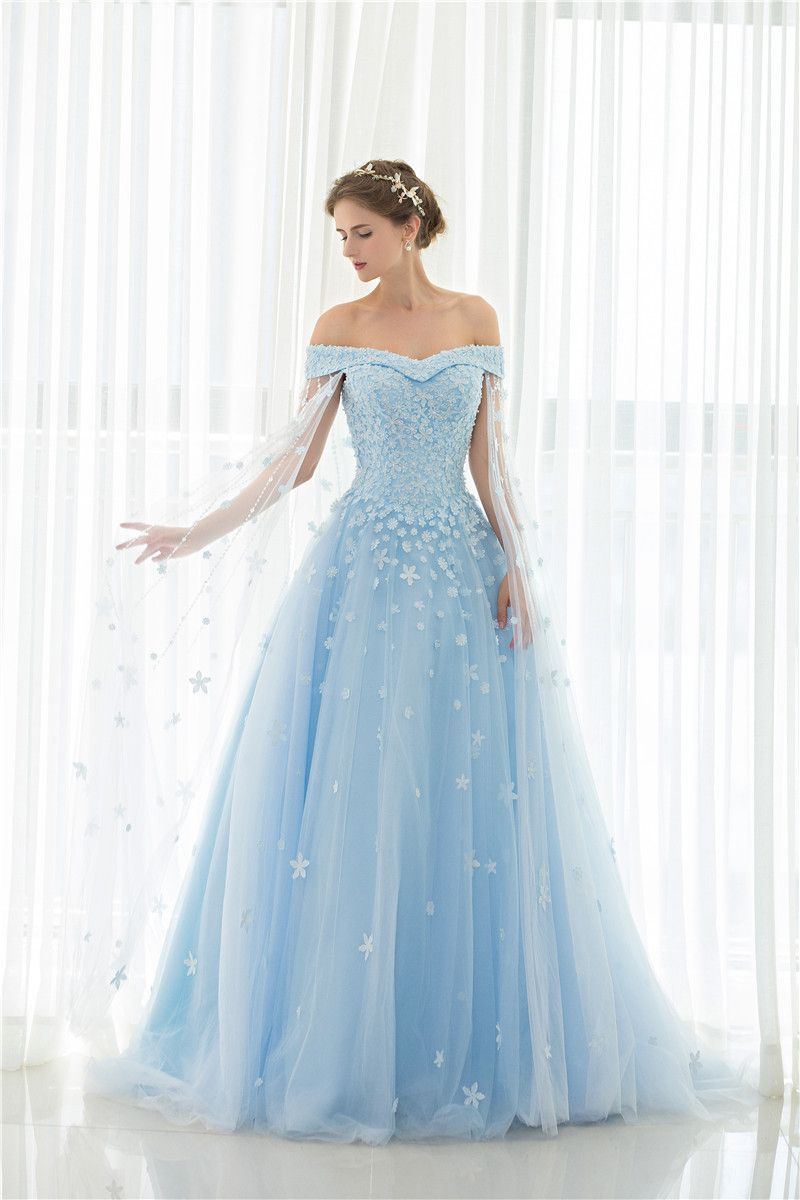 blue long evening gown