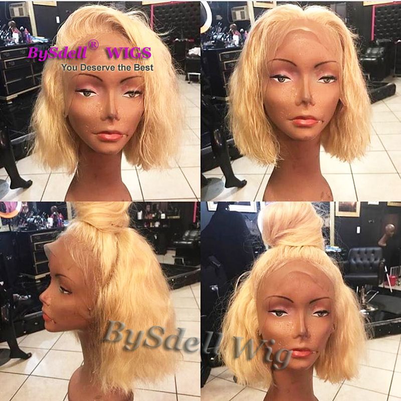 Gorgeous Short Blonde Hair Wig Glueless Synthetic Lace Front Wigs
