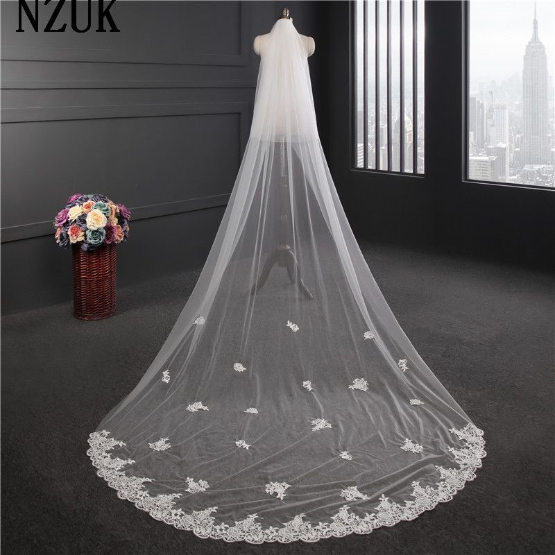 Compra En Existencia Velos De Novia Largos Con Peine Apliques De Encaje  Blanco / Marfil / Negro Accesorios De Boda De Velo De Novia Baratos Barato  | Entrega Rápida Y Calidad | Es.Dhgate