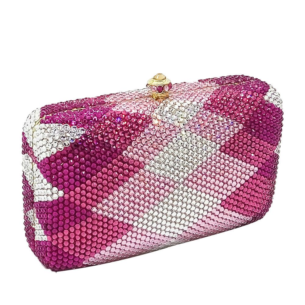 Acquistare Confezione Regalo Rosa Fuchsia Pietre Strass Donna Plaid In  Metallo Clutch Borsa Da Donna Clutch Borse Da Sera Minaudiere Handbag  Economico | Consegna Veloce E Qualità | DHgate Italy