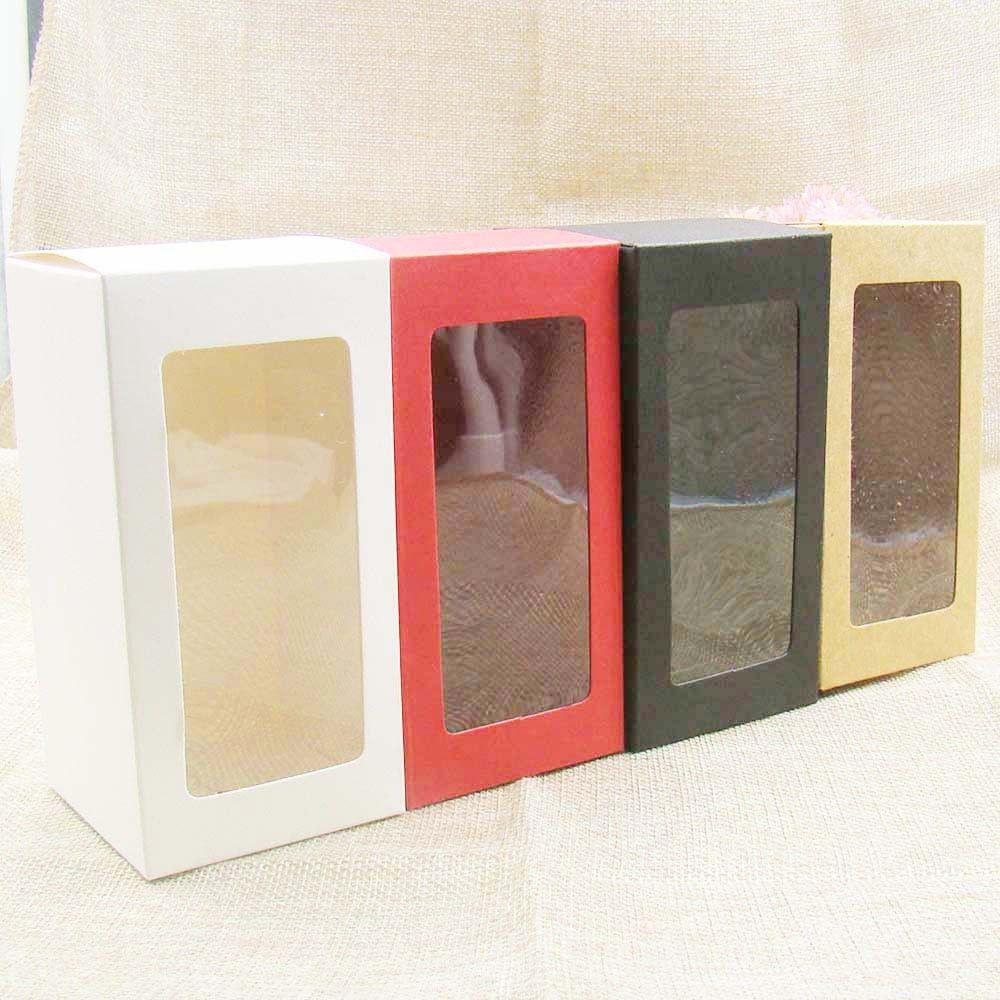 6*6*12cm White/Black/Kraft/Red Paper Window Box Custom Gift Boxes Candy