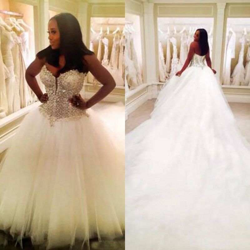 wedding dress ball gown with long train