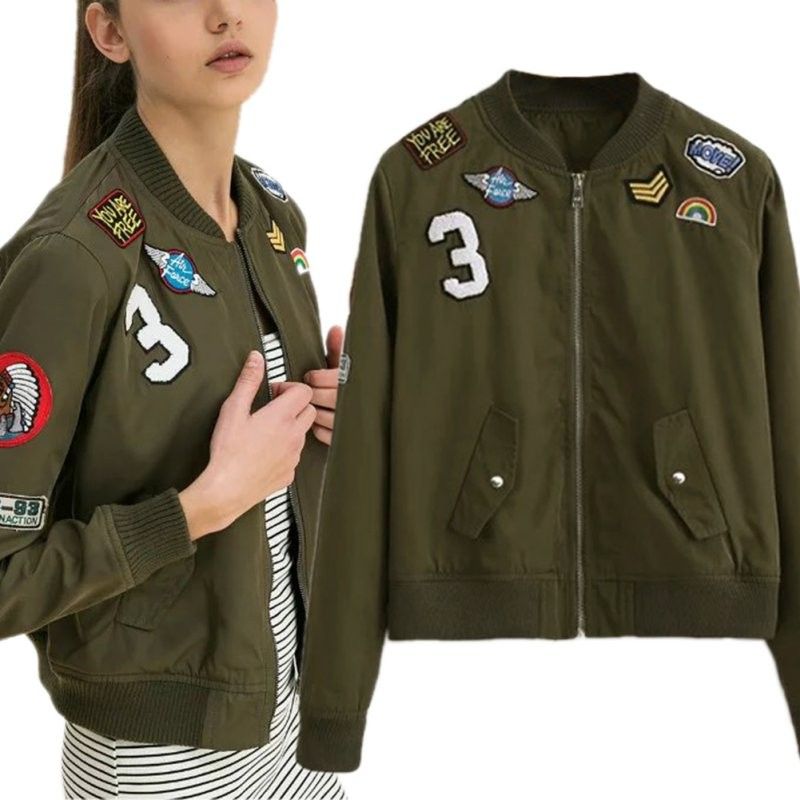 Hot New Women Kasic Patch Coats Army Green Er Jackets - Leather Jacket With Patches Womens Hot New Women Kasic Patch Coats Army Green Er Jackets - Leather Jacket With Patches Womens