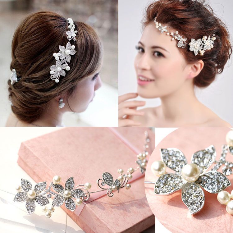 In Stock High Quality Gorgeous Pearl Diamond Studded Hair Jewelry
