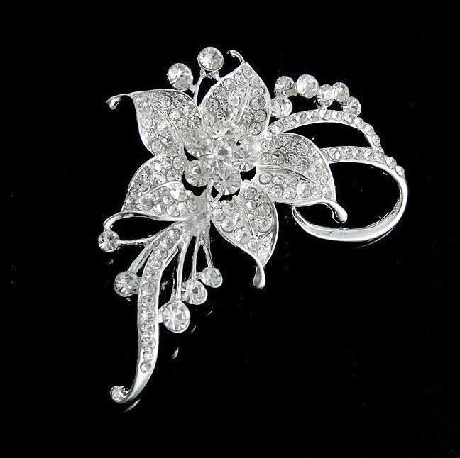 crystal flower brooch pin