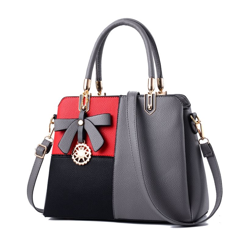 gray leather purse handbag
