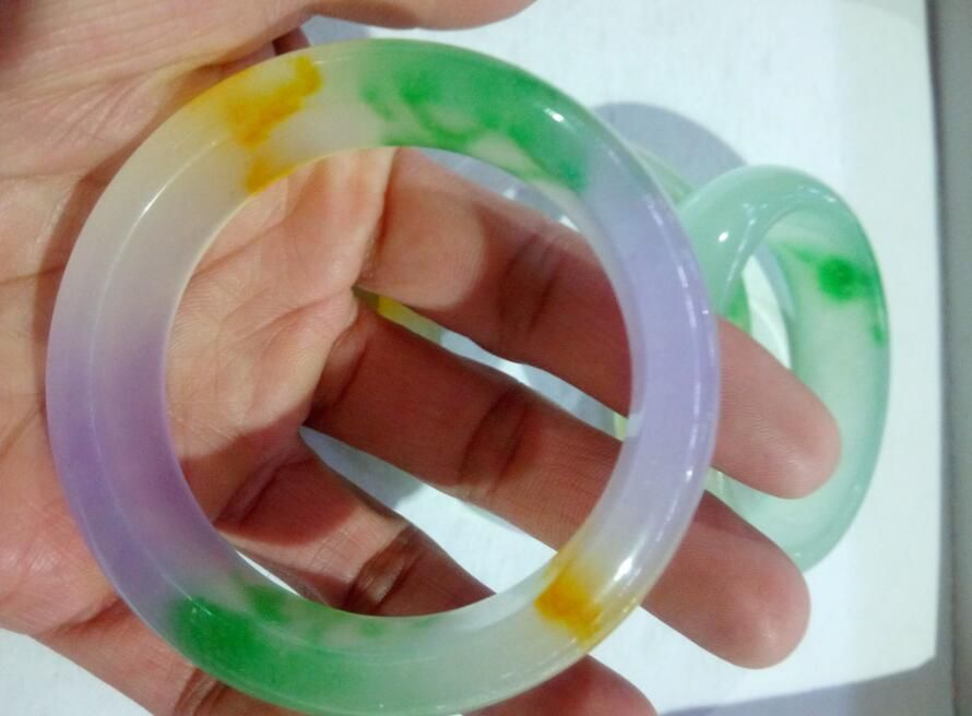 

gift natural a cargo ice kinds of natural jadeite jade bracelet women's three color jade bracelets11, Black