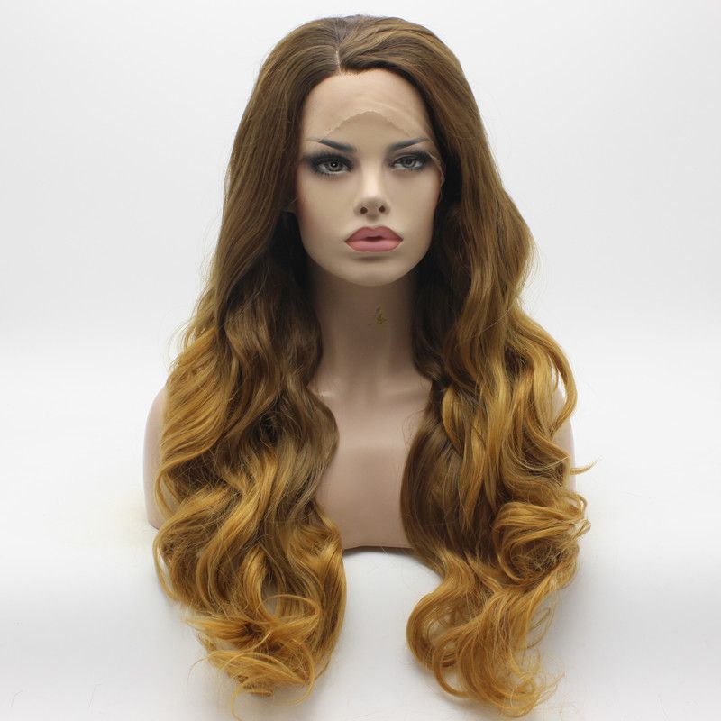 Iwona Hair Dark Root Honey Blonde Ombre Wavy Long Wig 5 Pt6 27r