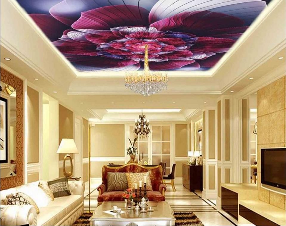 3d Custom Wallpaper Roses Photo Ceiling Wallpapers Living Room