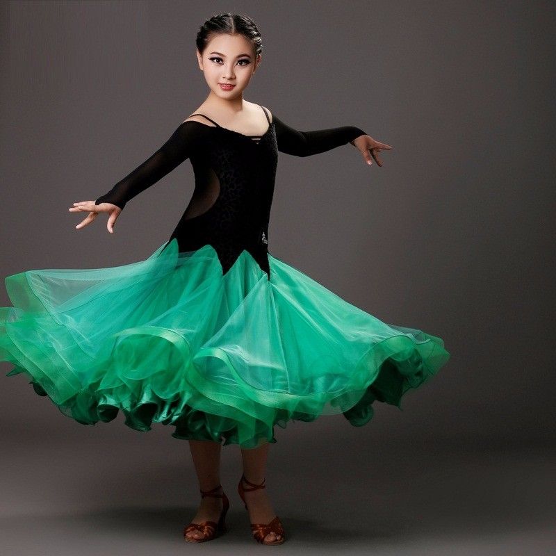 2019 2018 Pink Girls Modern Dance Costumes Kids Ballroom Dance Dresses Standard Ballroom Dancing Clothes Competition Standard Dance Dress From