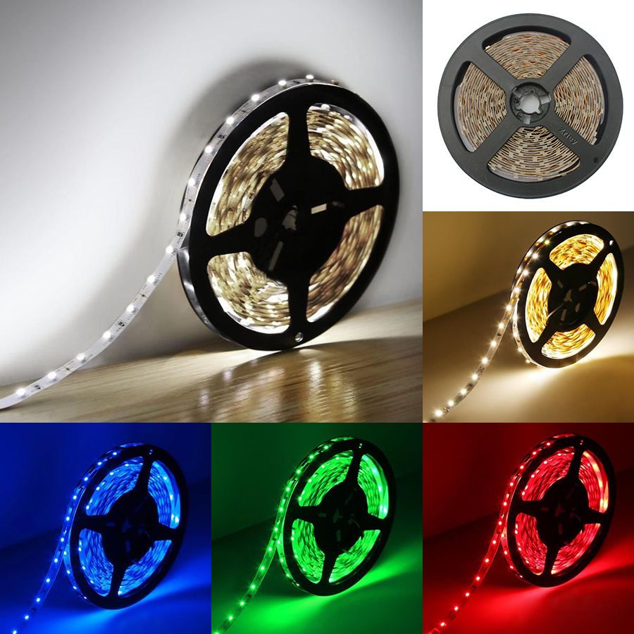 5M 300 LED Strip Light 3528 5050 5630 SMD RGB Ribbon Tape Roll Waterproof DC 12V 