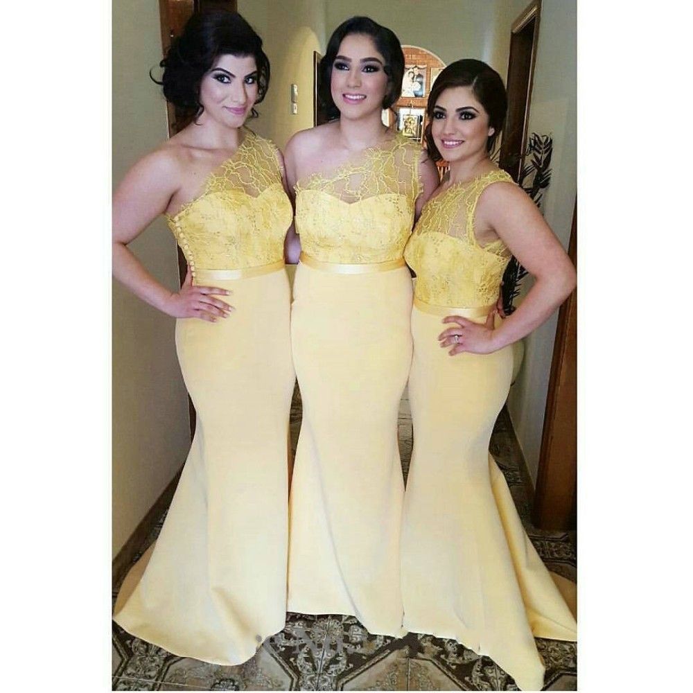 yellow lace bridesmaid dresses