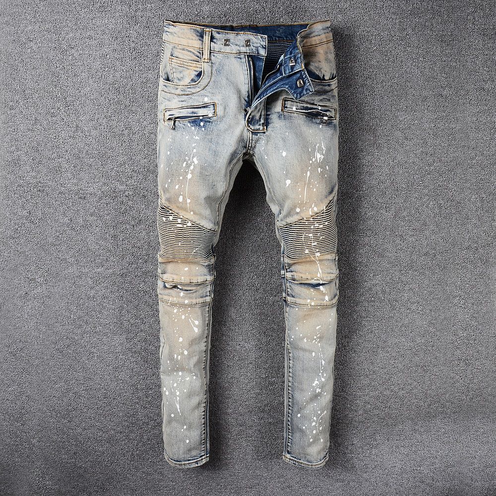 mens designer paint splatter jeans