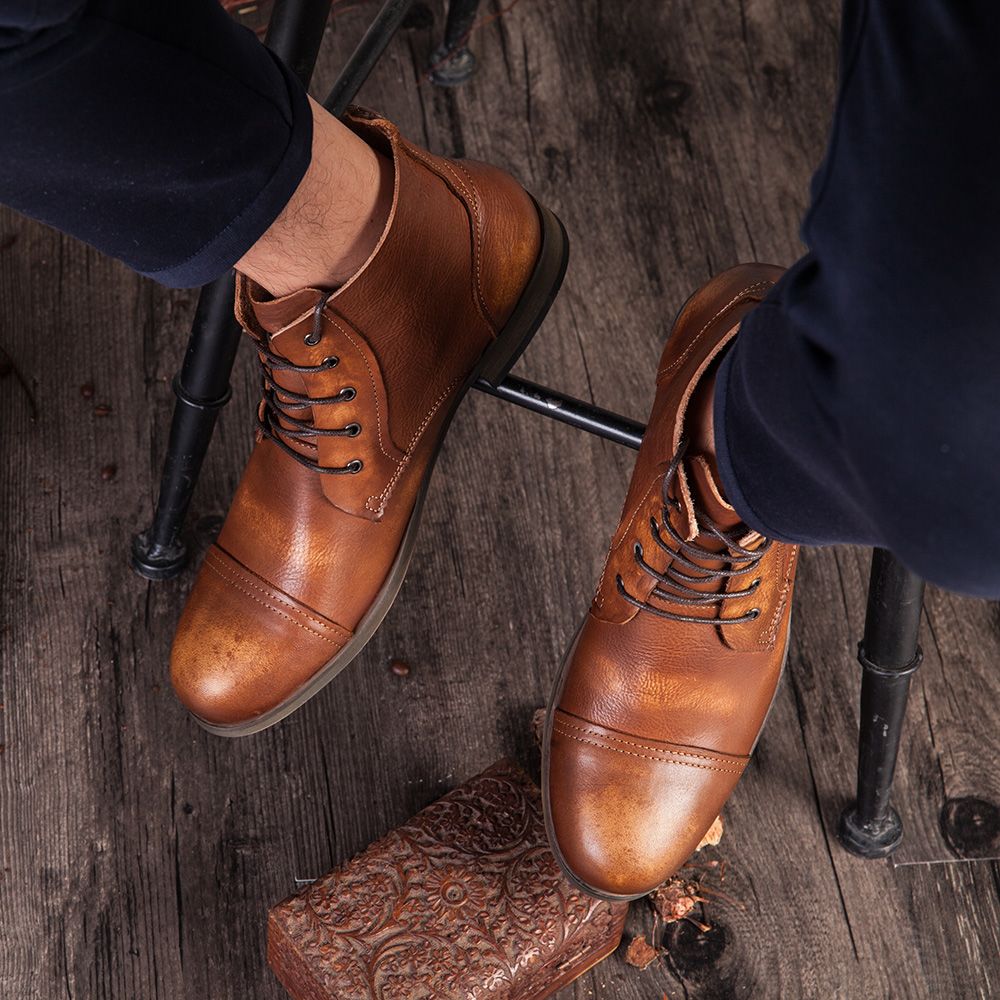 mens leather lace up casual shoes