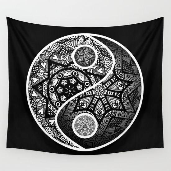 Hippie Nero e Bianco Arazzo Yin-Yang Arazzo da Parete Mandala Stampato Arazzi per Decorazione Casa