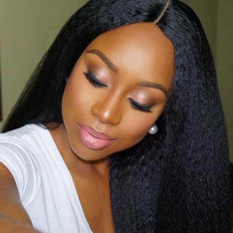 Natural yaki straight Lace Front Wigs With Baby Hair Italian Yaki Full Lace  Wig Long Kinky Straight Human Hair Wigs For Black Woman