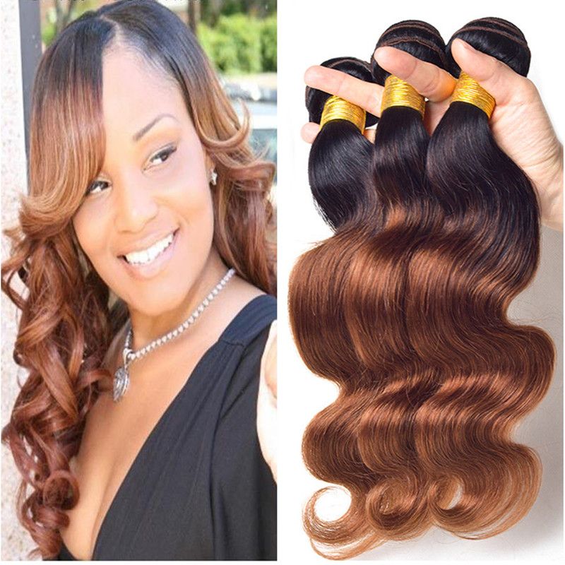 2020 Dark Brown Ombre Brazilian Hair Weave Bundles Brazilian