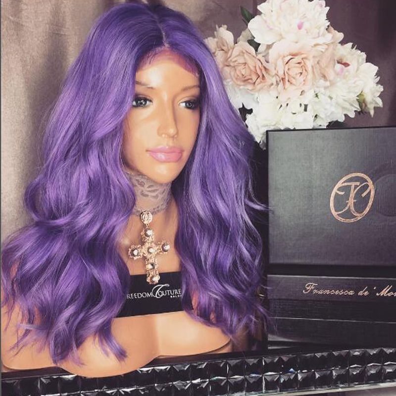 10a Grade Purple Lace Front Human Hair Wigs For Black Women