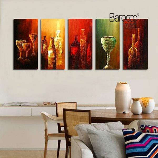 Acheter 5 Pieces Peint A La Main Nature Morte Peinture A Lhuile Abstraite Sur Toile Moderne Style Simple Peinture A Lhuile Maison Mur Art Decoration De 43 3 Du Chinaart2013 Dhgate Com