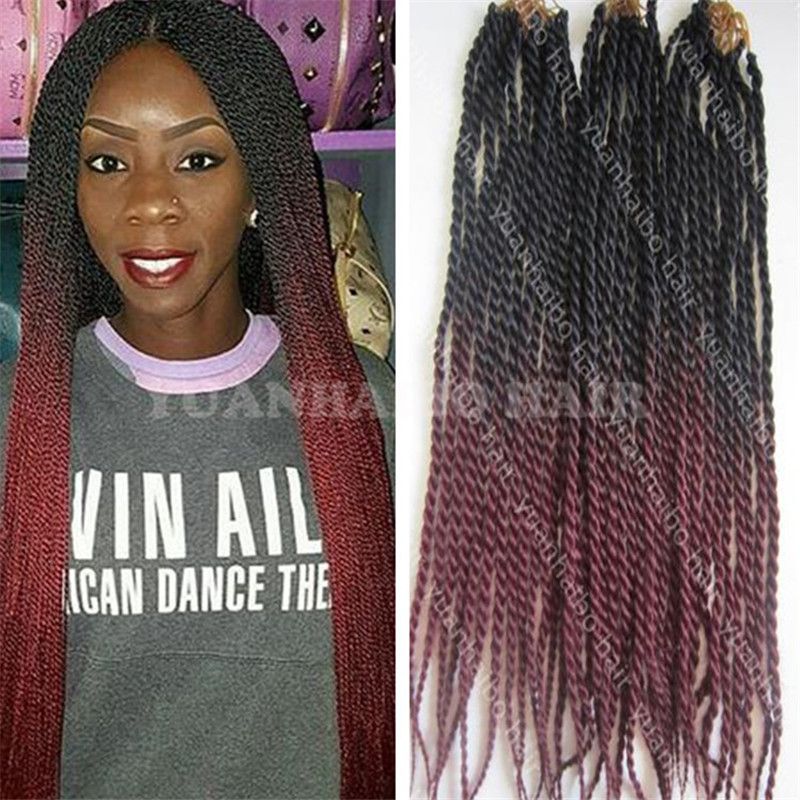 2020 Mambo Twist Braids Hair Extensions 24inch Black Burgundy