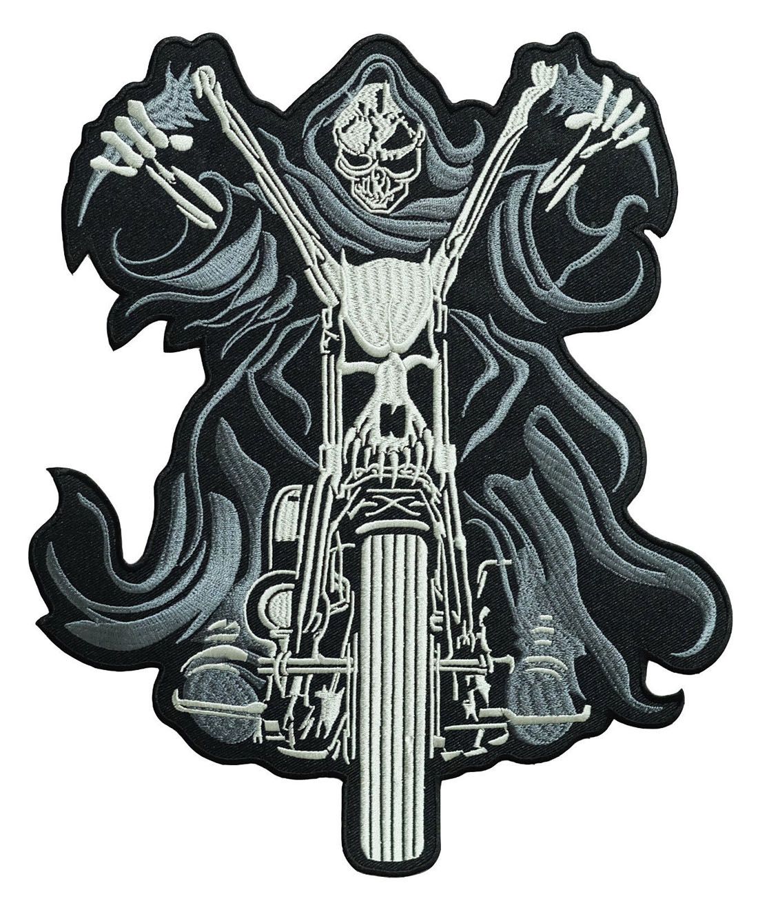 Chopper Skull Motorcycle Embroideried Patch Iron On Sword Skull Appliqué B207 