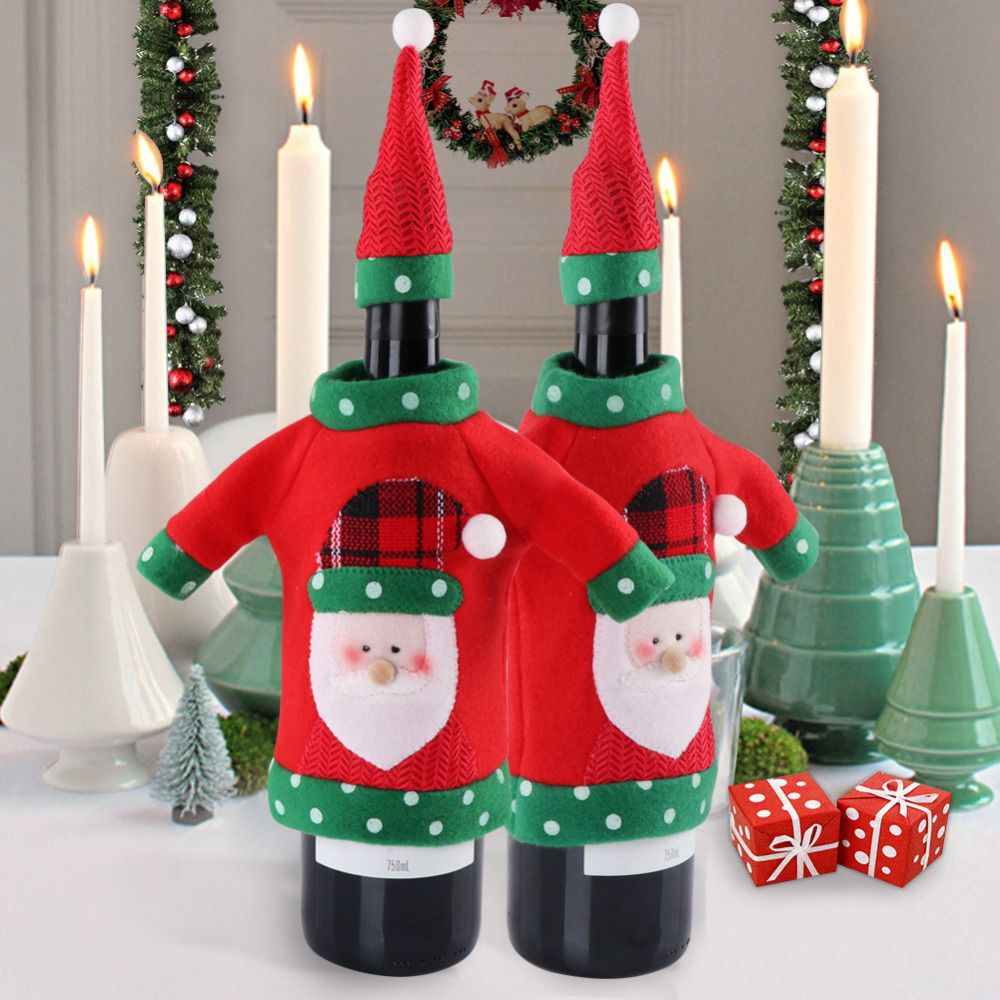 2019 New Year Decoration Red Wine Bottle Cover Office Ugly Sweater