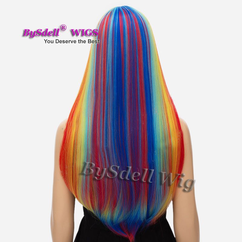 New Arrival Colorful Split Color Hair Wig Synthetic Heat Resistant