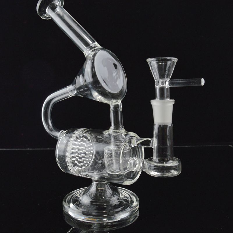 2021 Dual Percolator Glass Water Bongs Drum Kit Double Chamber Hammerhead Two Function