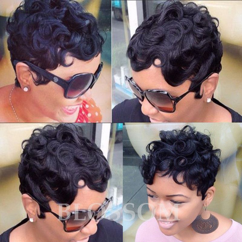 Short Human Hair Wig Short Curly Pixie Cut Wigs Brazilian Haman