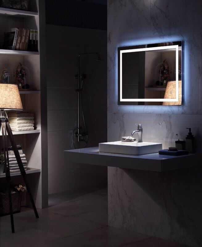 Diyhd Wall Mount Led Backlit Lighted Bathroom Mirror Vanity Defogger Square Lights Touch Light Huge Framed Mirrors From