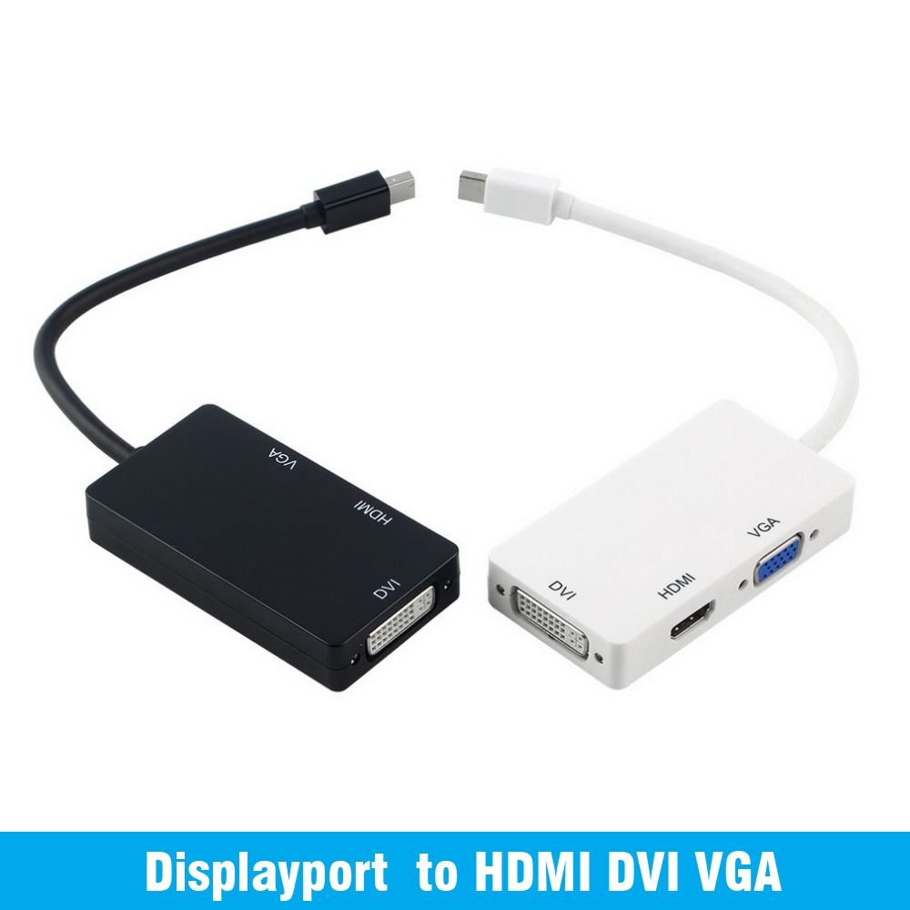 RGBS 3 in 1 Thunderbolt Port Mini Displayport To HDMI DVI VGA Display Port Converter Adapter Cable for Apple Mac Macbook Pro Air iMac Microsoft Surface Pro