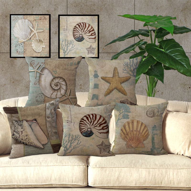 New Mediterranean Sea Beach Style Starfish Shell Cushion Covers