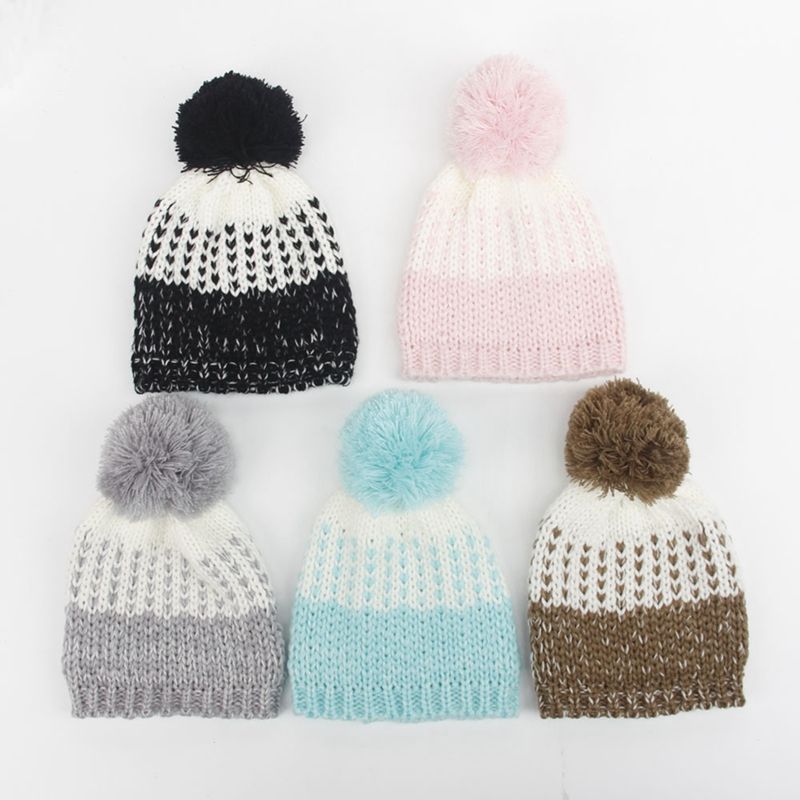 ROSEBEAR Baby Knitted Hat Scarf Set Beanie Cap Neckerchief Neck Girl Knitted Cap Lovely Pompom Kids Beanie Hat.