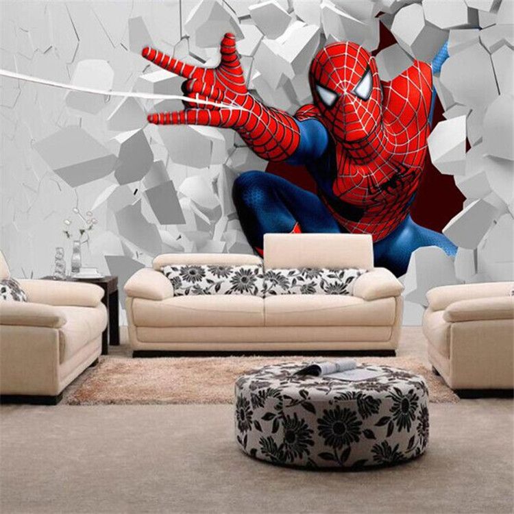 Spiderman cartoon theme large murals boy the wallpaper of bedroom the head of a bed children room KTV bars superman wallpaper Spiderman cartoon theme large murals boy the wallpaper of bedroom the head of a bed children room KTV bars superman wallpaper