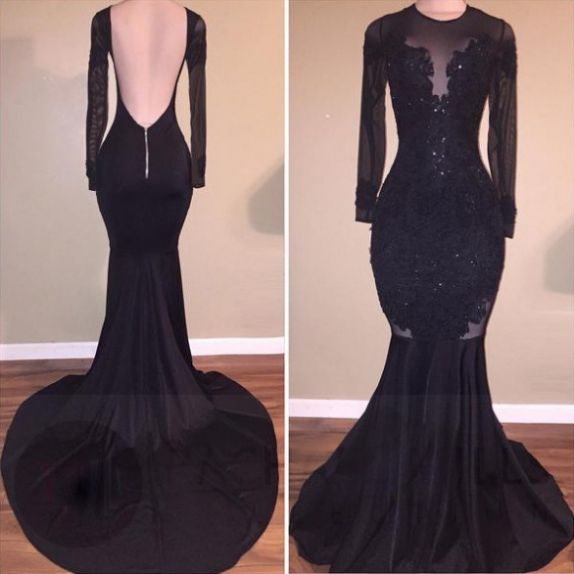 black trumpet evening gown