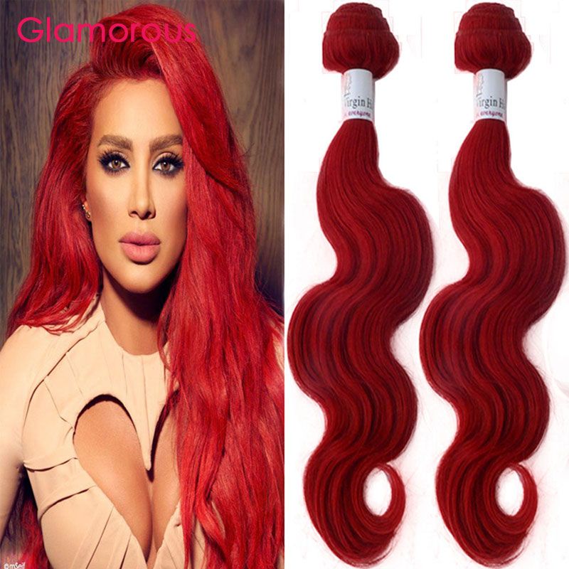 Glamorous 3 Bundles Red Remy Hair Bundles Straight Body Wave