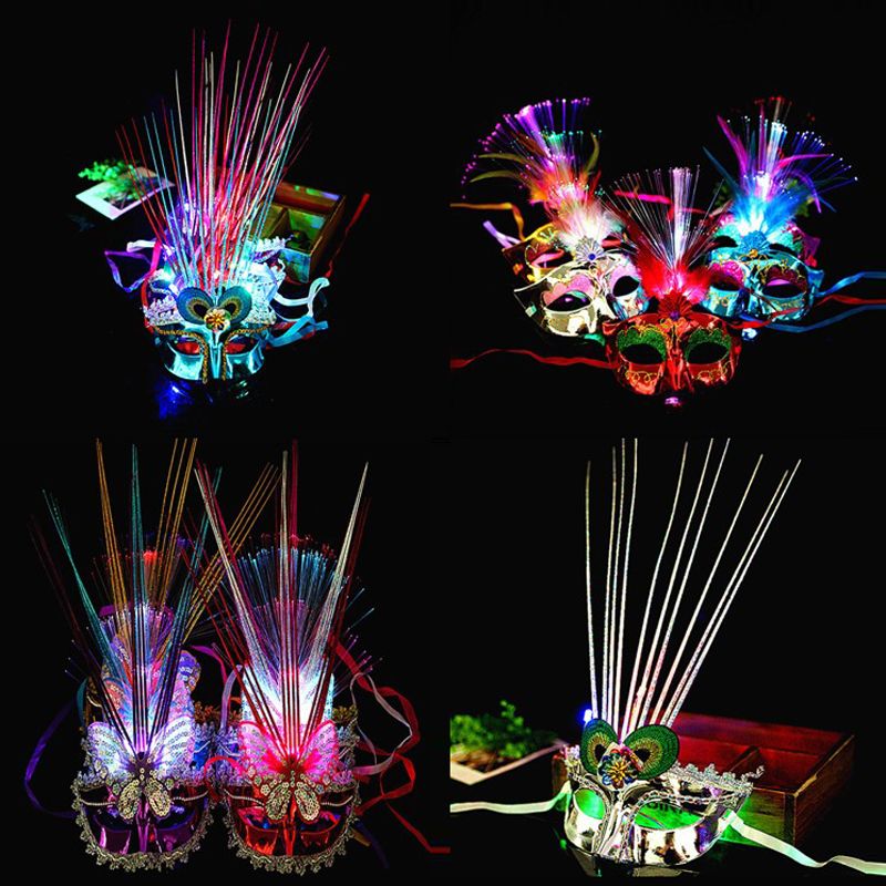 Led Light Glowing Party Mask Handmade Venetian Masquerade Dance