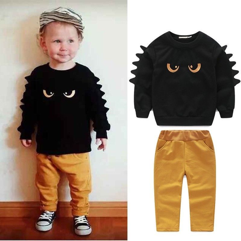 2pcs Infant Baby GIrls Boys Korean Outfits Long Sleeve Shirt Tops+Pants Clothes