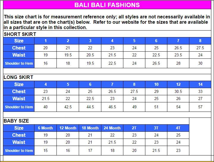 Little Rosie Size Chart