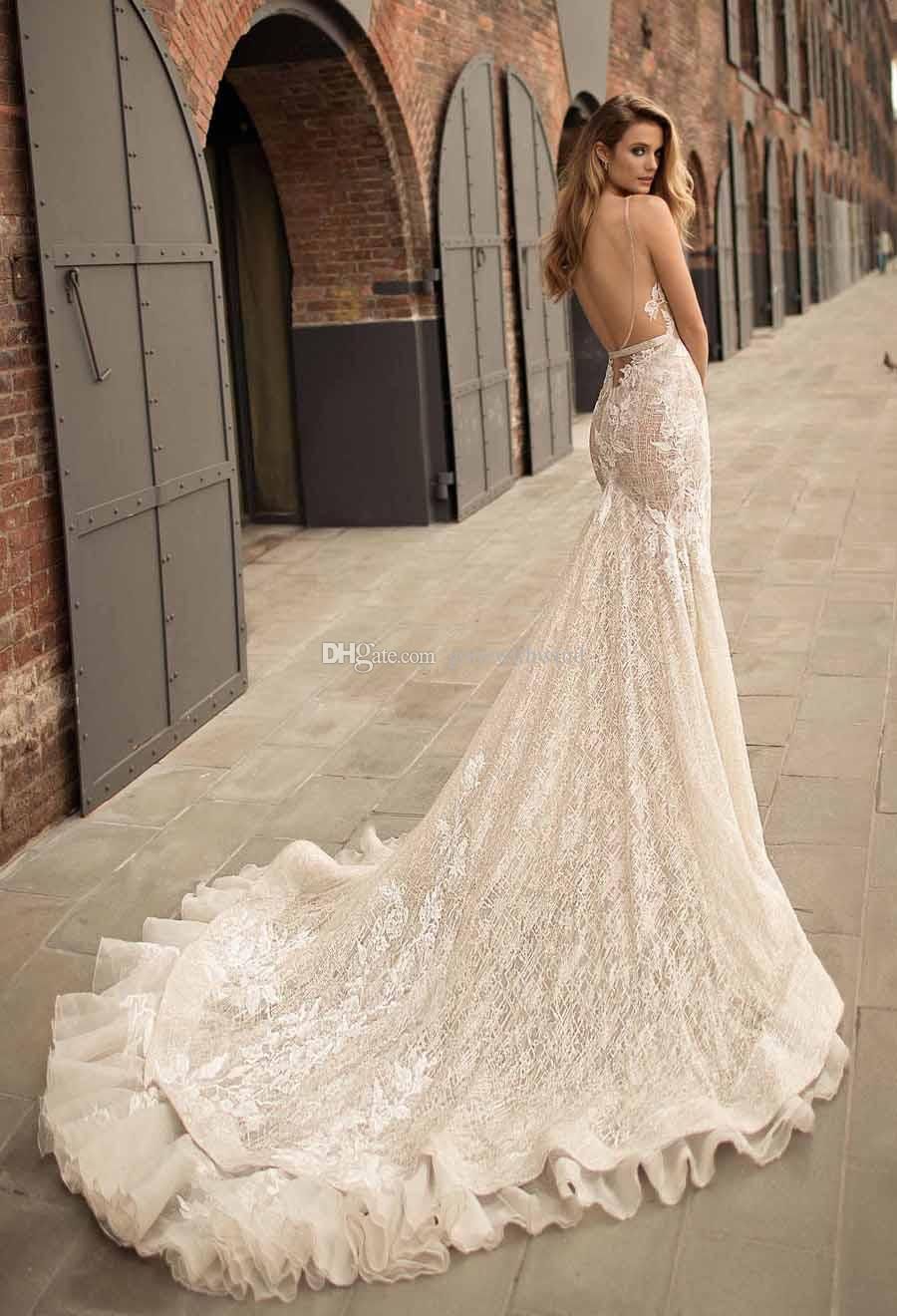 fit and flare open back wedding dress