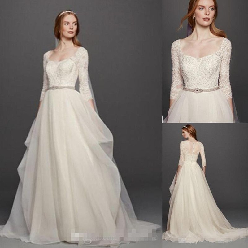 oleg cassini a line wedding dress